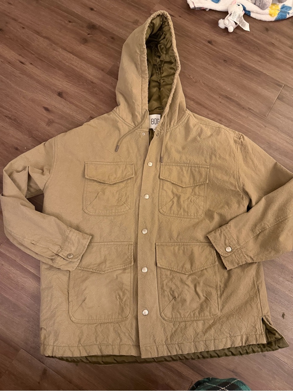 BDG Men's Hooded Field Jacket - Khaki